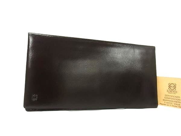 財布 アナグラム - ダークブラウン レザー メンズ 二つ折り長財布【本物保証】