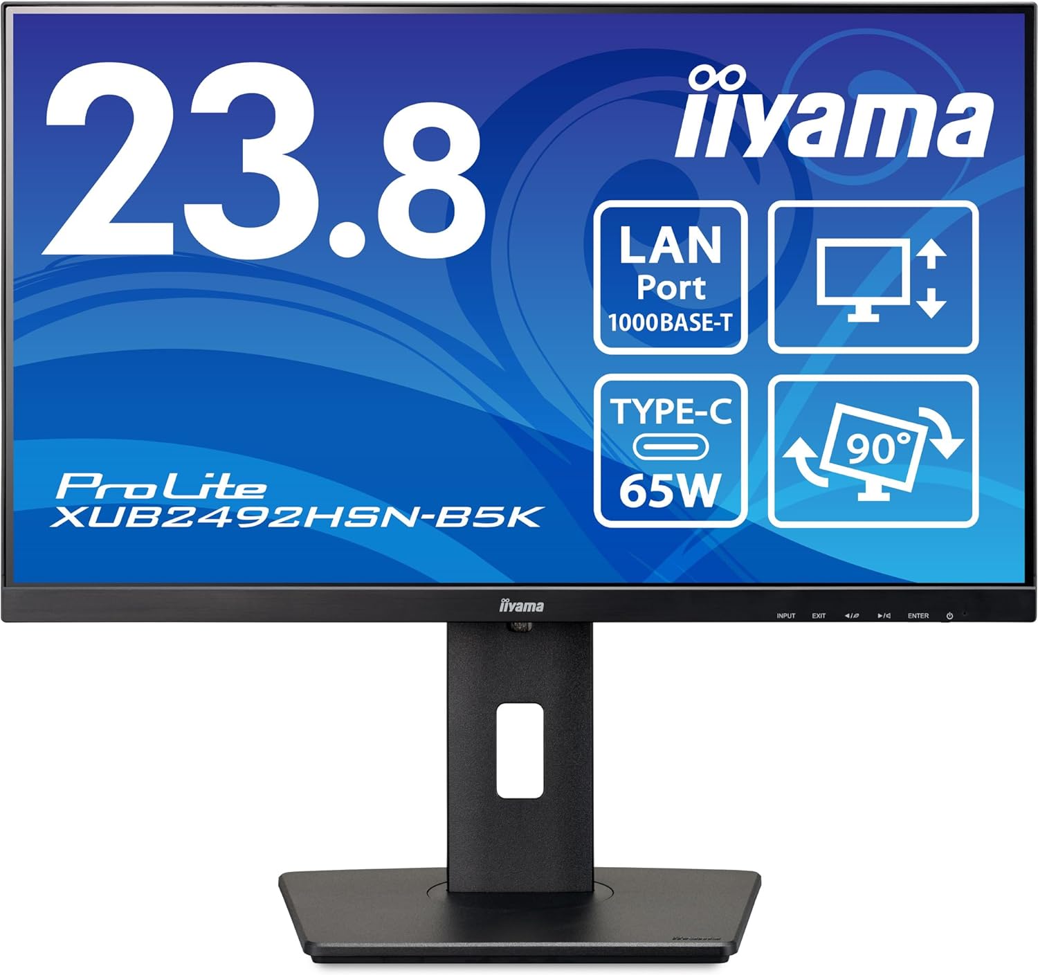 マウスコンピューター iiyama モニター ディスプレイ 23.8インチ フルHD USB Type-C IPS方式 高さ調整 角度調整 縦回転 HDMI DisplayPort LANポート 3年
