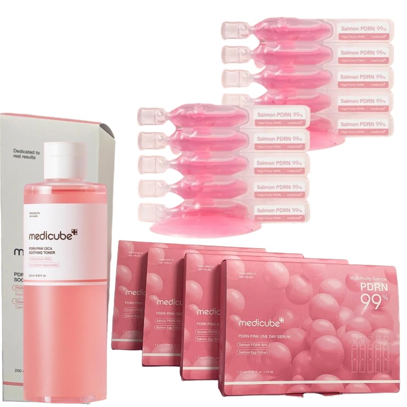 【only1点】PDRNピンク原液10EA ×4pack + シカスーディングトナー250ml/韓国美容液/レッドケア/限定ポーチ付き/韓国 コスメ セット売り/メガハル/にきび肌美容液/化粧品セット