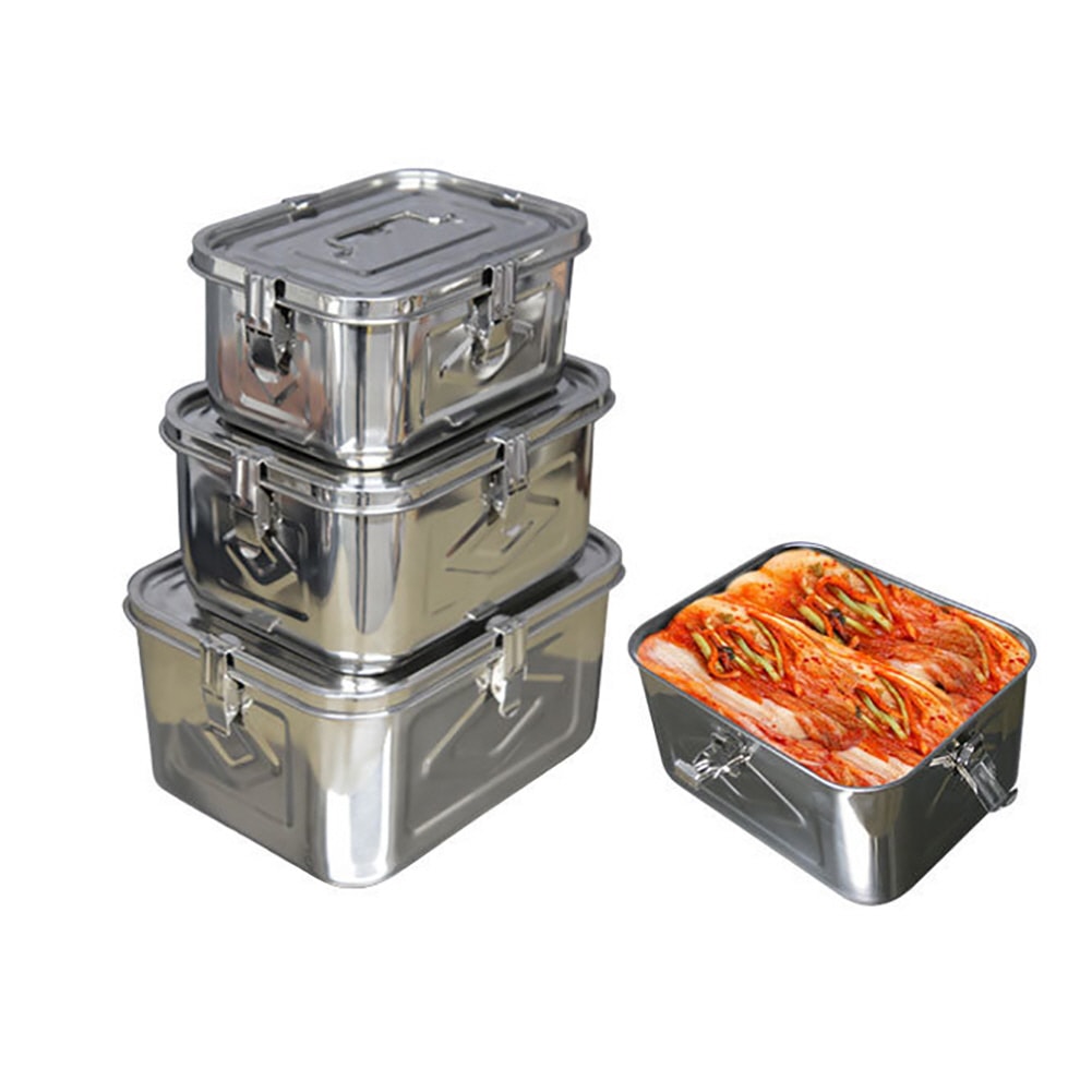 Living Glory all Stainless Steel 304 Stoage Sealed Container with lid and handle Set 3P