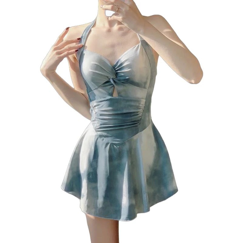 水着女2枚組サマーワンピース式小胸控えめサイズ痩せ見えビーチリゾートレディース水着染め水着【2枚組40-60 kg】