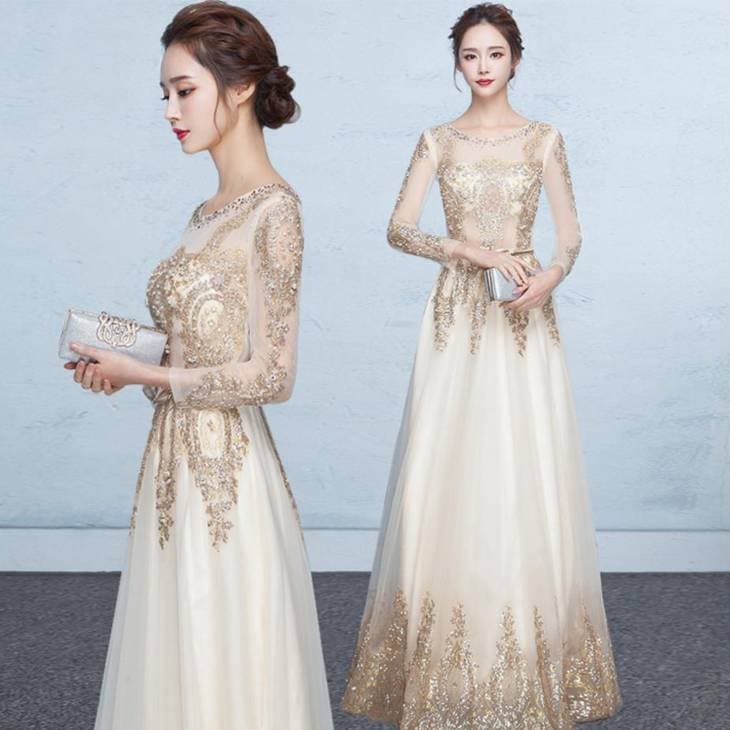 結婚式 パーティードレス 2L 4L ノースリーブ 袖なしパーティー AYL-WM-19196 披露宴 ステージ 司会 優雅 ビジュー キラキラ 熱転写ラメ ロングドレス 20代 30代 40代 レデ