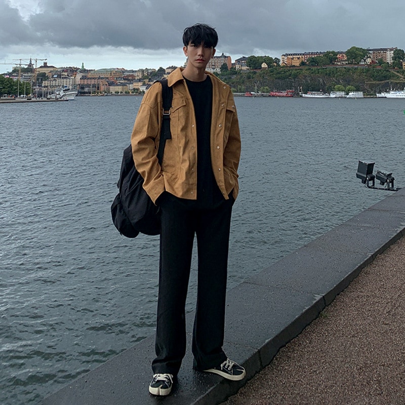 若者スエードトップファッションのトレンドの秋の新しいメンズラペルコートショートジャケット韓国語版