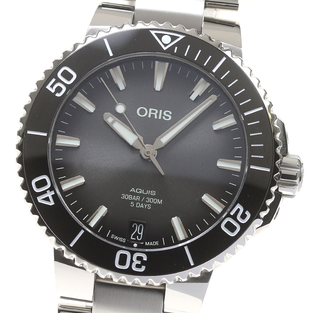 オリス ORIS 01 400 7769 4154 アクイス デイト 自動巻き メンズ 美品 箱・保証書付き_826443【中古】