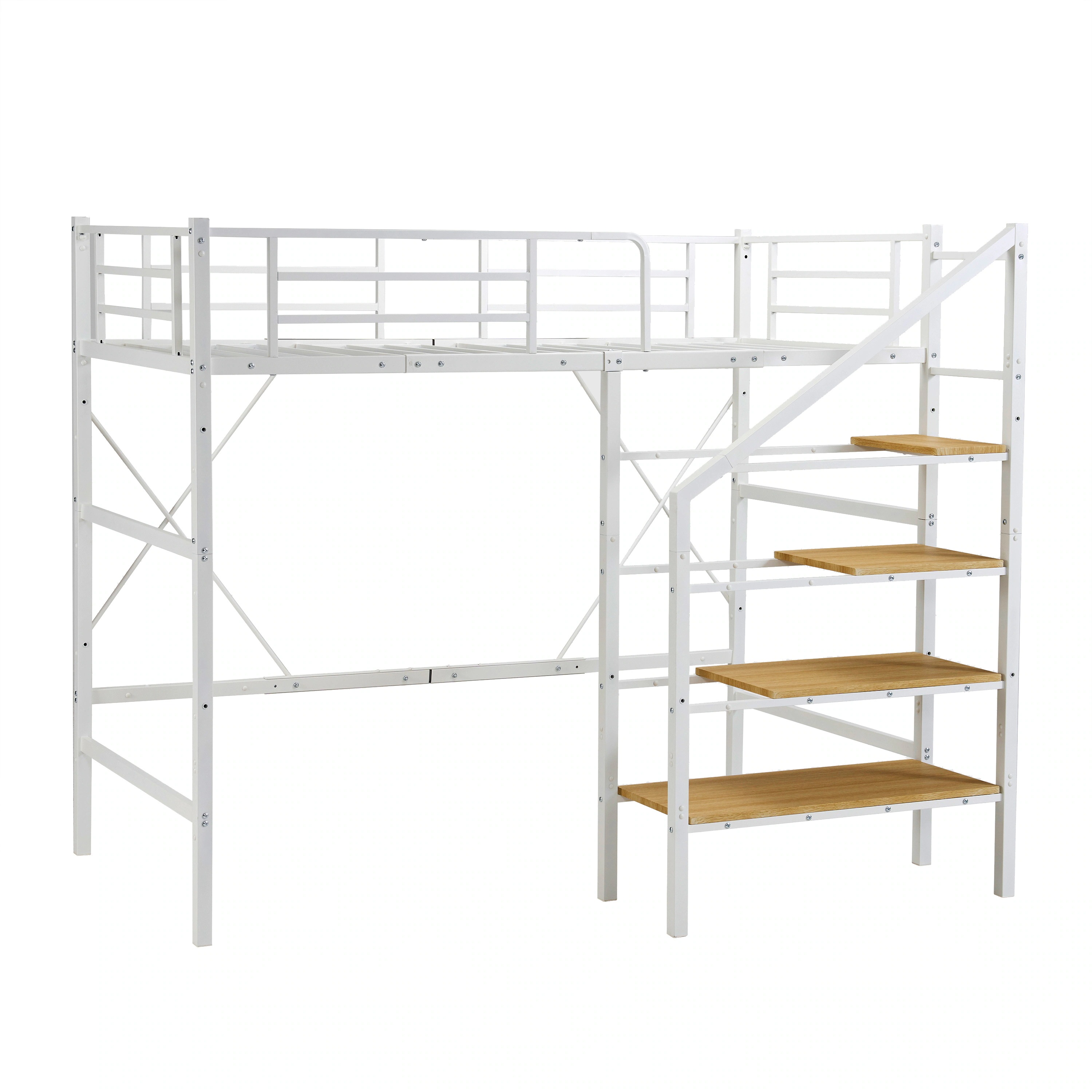 [国内発送]90S ロフトベッド 階段付き S パイプベッド シングル 収納 スチール 耐震 ベッド シングル パイプベッド パイプベッドフレームのみ【Sシングル】 20,892円