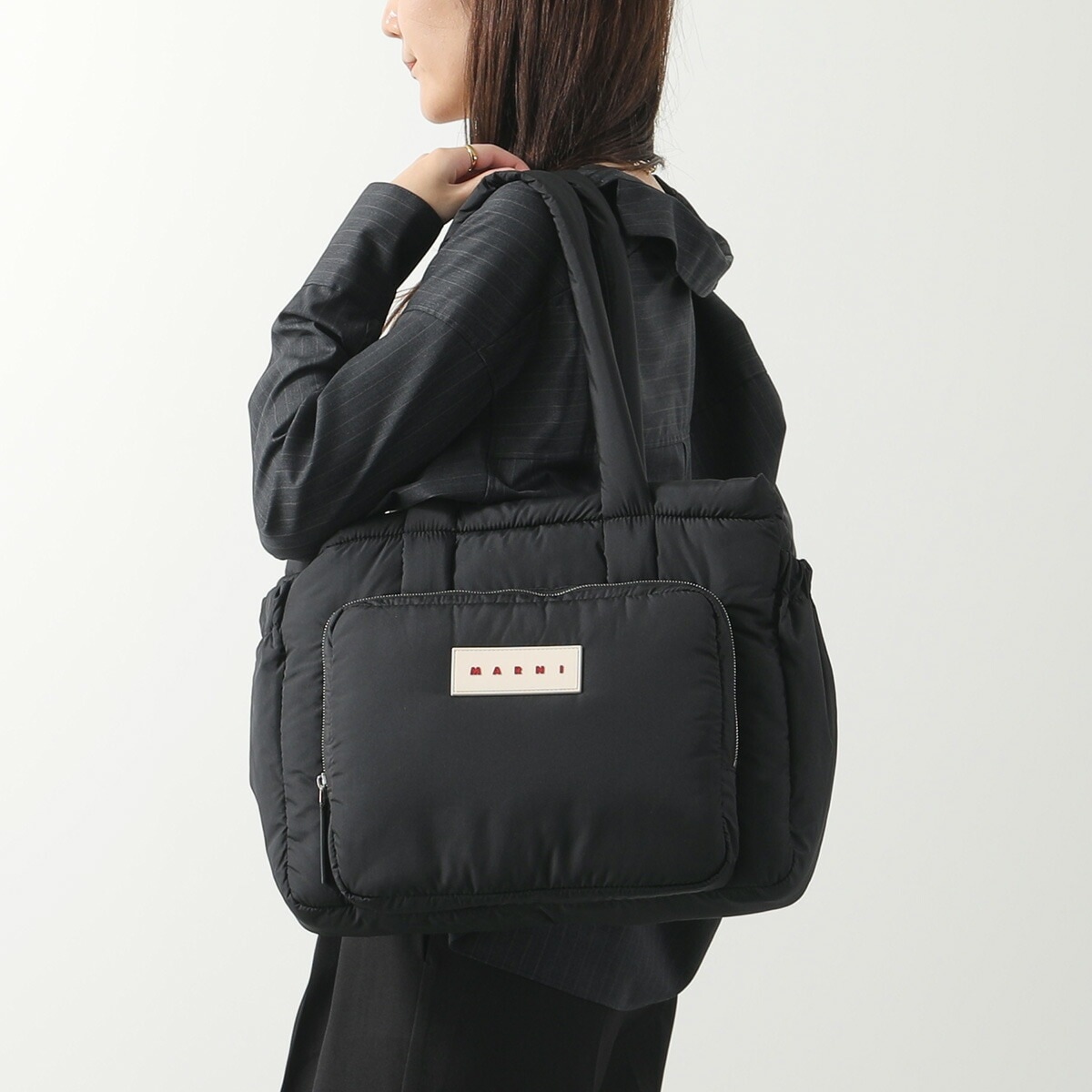 MARNI マルニ トートバッグ PUFF East / West パフ SHMQ0097U0 P6460 レディース ショルダーバッグ ポリエステル ロゴ 鞄 00N99 SHMQ0097U0P64