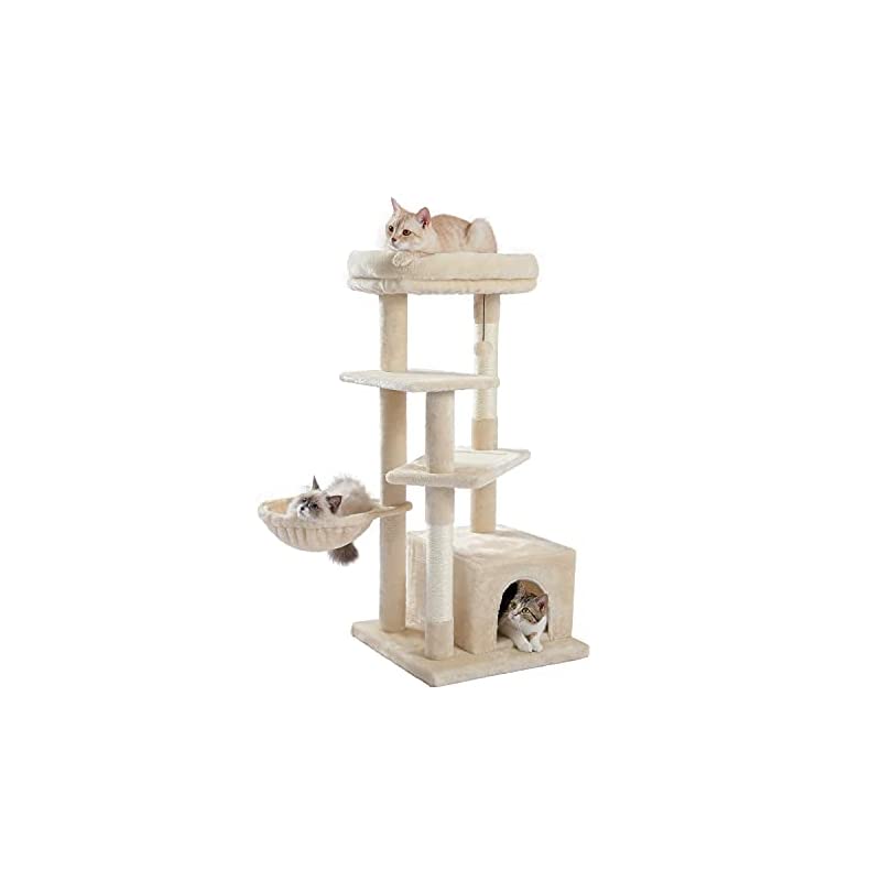 据え置きキャットタワー 高さ112cm スリム 大型猫 省スペース 爪とぎ 猫タワー キャットハウス