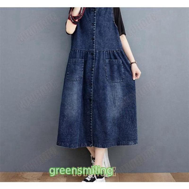 ロングワンピース ジャンパースカート 大人 春 夏 秋 レディース デニム ジャンスカ