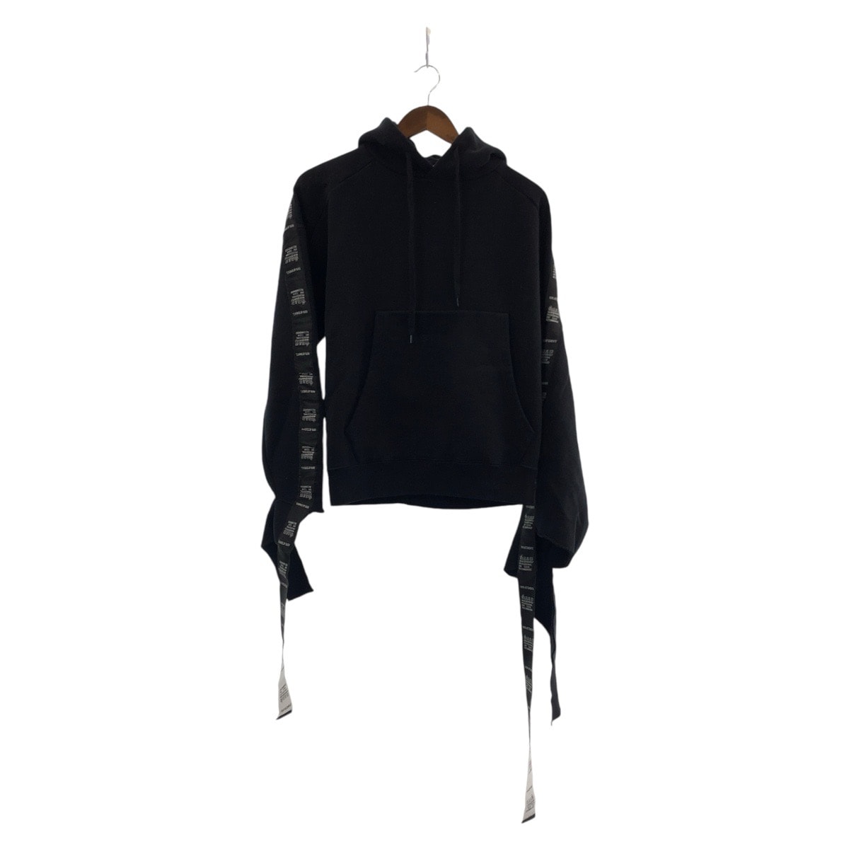 美品 テーピング パーカー アシンメトリー サイズXS ブラック 黒 コットン/ポリエステル パーカー フーディ レディース 503704