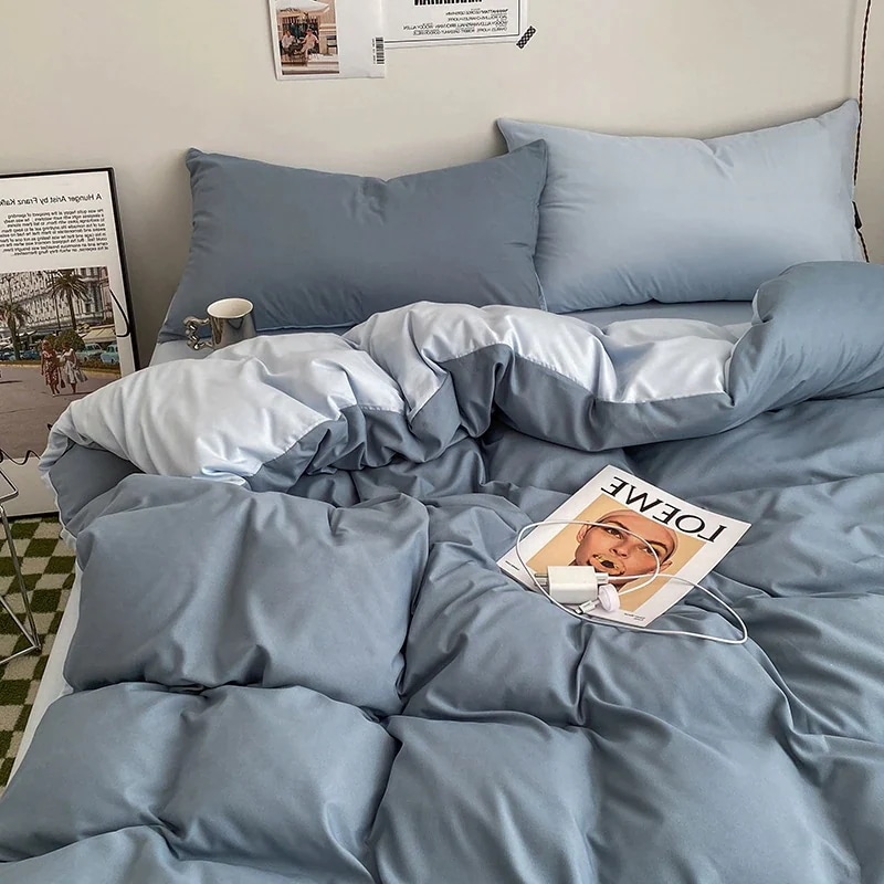 【急速出荷!】今の流行ウォッシュドコットン寝具4点セット 和シンプル起毛シーツ風掛け布団カバー ドミトリー3点セット 4,721円