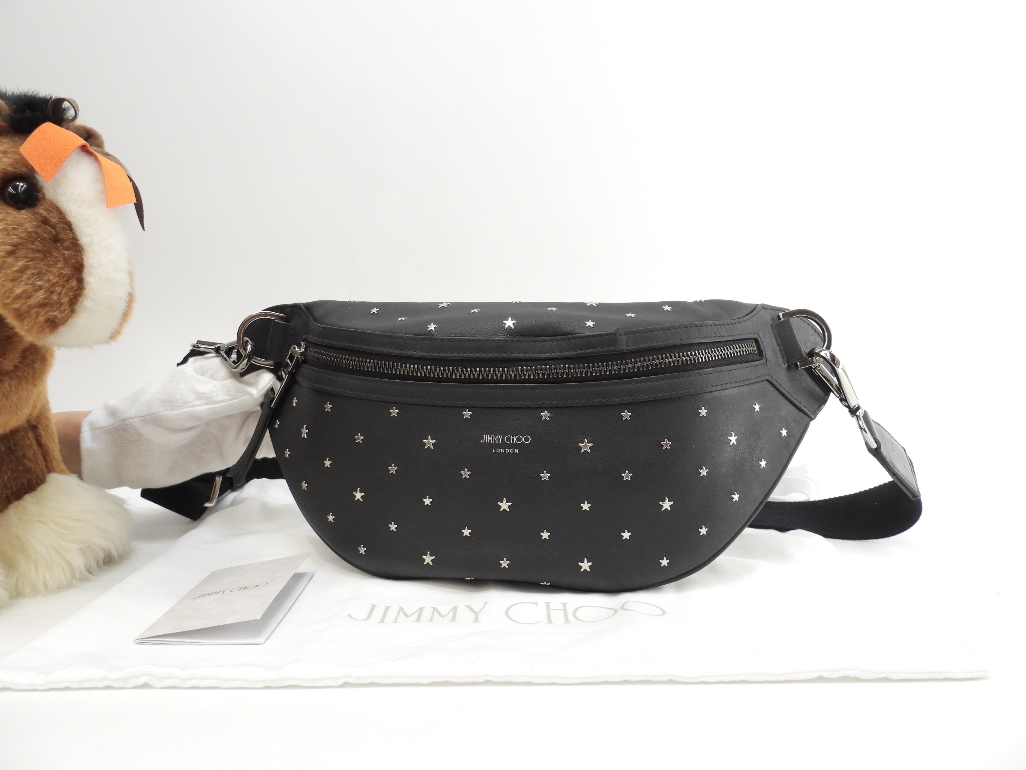 ボディバッグ ヨーク 銀スターレザー黒 ウエストバッグ 美品@ 1