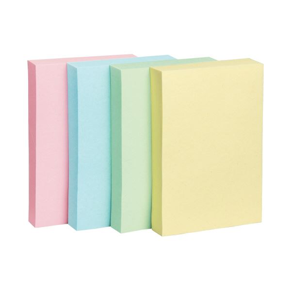 （まとめ）TANOSEE ふせん 75x50mm 4色混色 1パック（10冊）[x5セット]