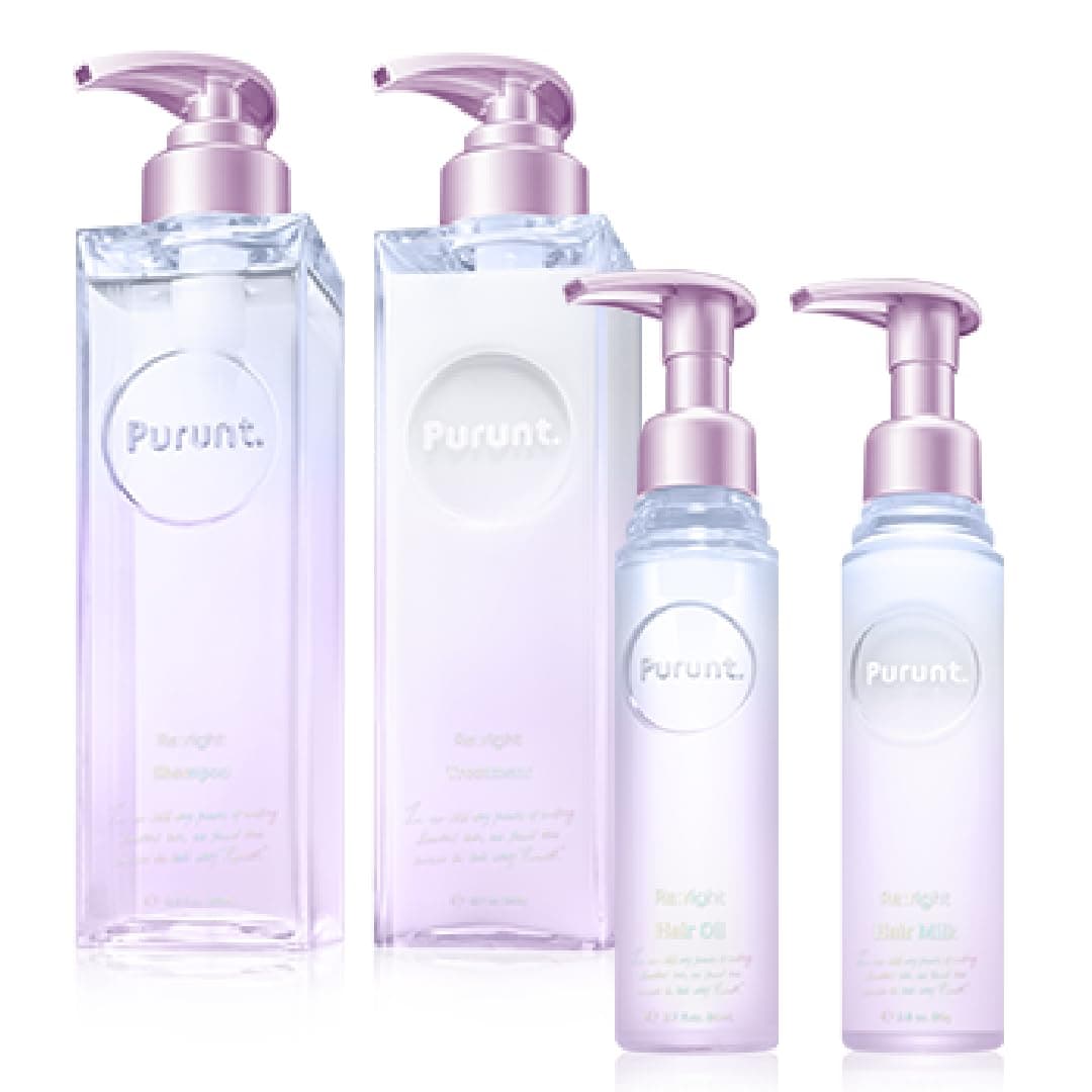 Purunt. Re:right リライト 美容液 シャンプー & トリートメント & ヘアオイル & ヘアミルク セット
