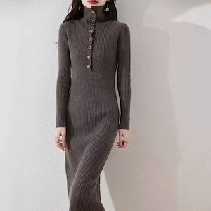 レトロニットワンピース子供のための新作の襟開きにコートのインナーフィットボトムスカートで感