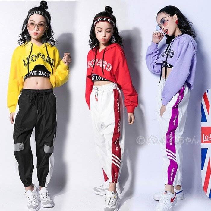 キッズ ダンス衣装 ヒップホップ セットアップ ダンストップス パンツ チア ジャズダンス 体操服 ジャケット アウター パーカー ブルゾン