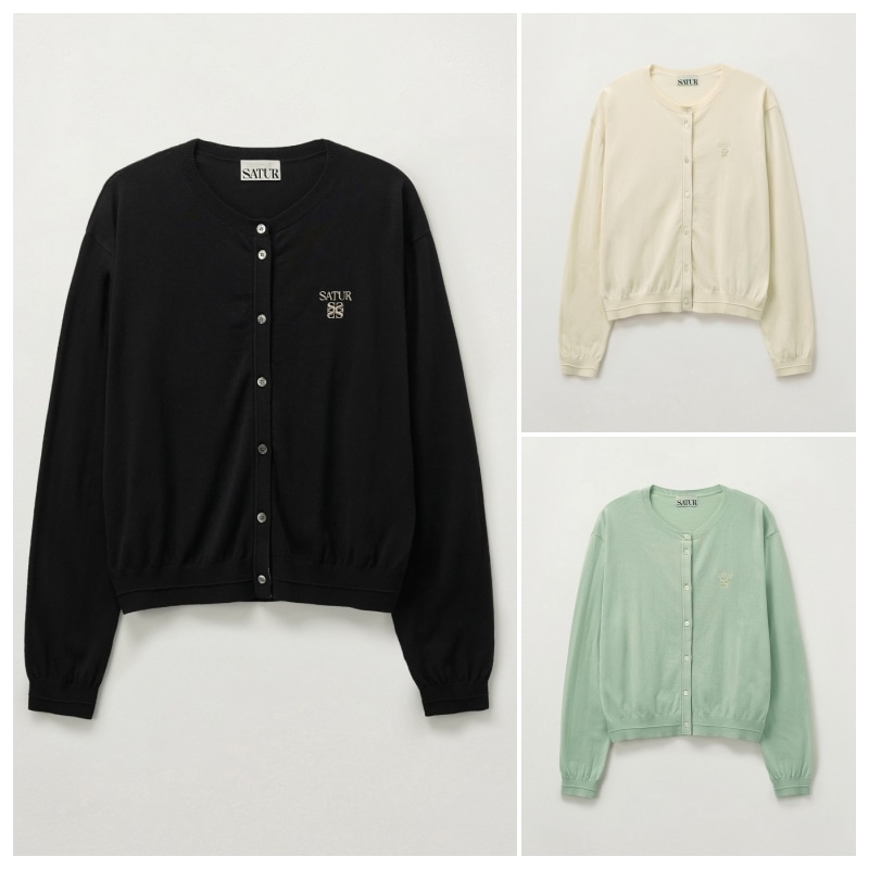【SATUR】 (W) LIGHT WEIGHT KNIT CARDIGAN : 3COLORS