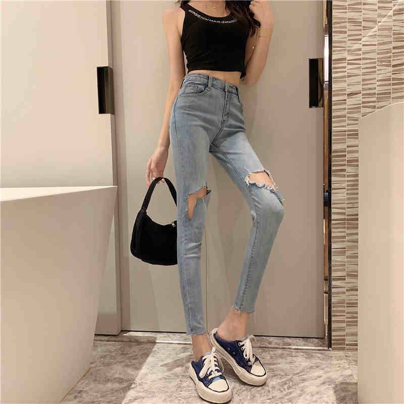 ボトムス スキニーパンツ デニム パンツ ハイウエスト 脚長 美脚 ダメージ クラッシュ 9分丈 切りっぱなし デザイン 細身 タイト ポケット付き カジュアル レディース お出かけ 通勤 通学