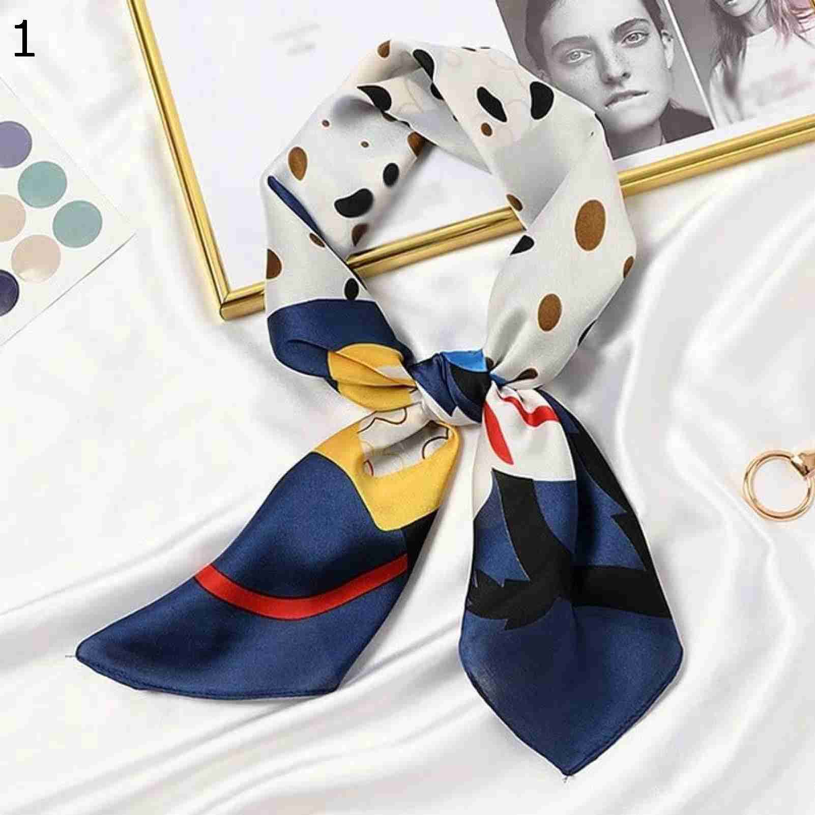 【20%OFFクーポン～】かわいい漫画の春の女性のスカーフプリントコミックラップヘアリボン多彩な秋スクエアヘッドバンド スカーフ (Color : 23 Size : 70x70cm)