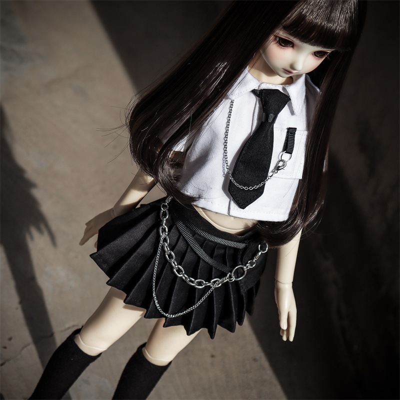 BJDドール服 人形用衣装セット シャツ プリーツスカート 飾り パンク系 MSD/YOSDサイズドール人形用