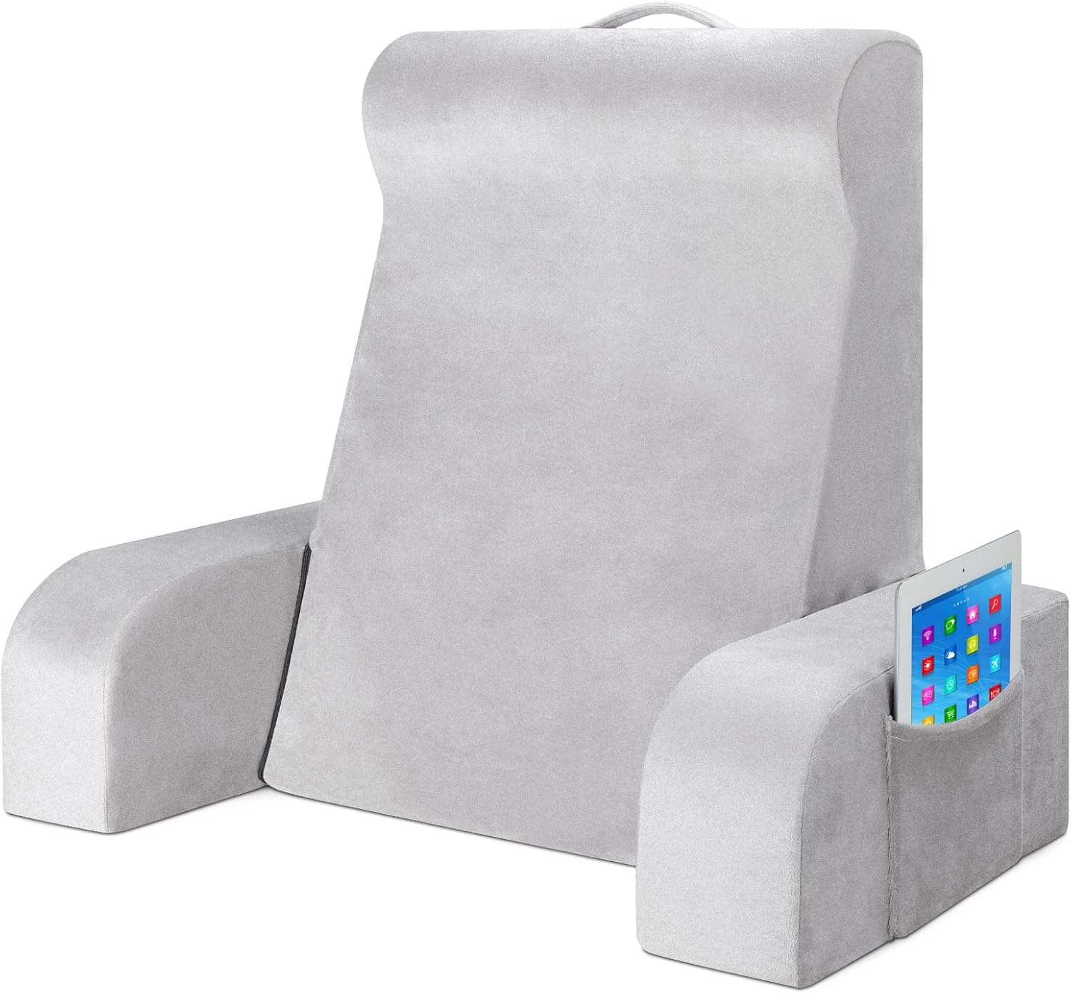 高反発クッション 肘付きレスト 洗えるカバー付き ダークグレー