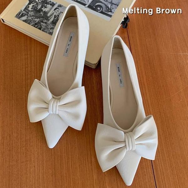 女性 굽낮은 リボンの靴 KR66