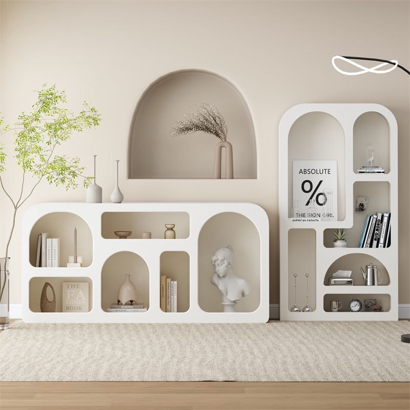 マントルピース シェルフ ホワイト 白 収納ラック ディスプレイ 横置き 棚 キャビネット シンプル デザイン 韓国インテリア [幅120cm 高さ75cm 奥行30cm]【完成品】