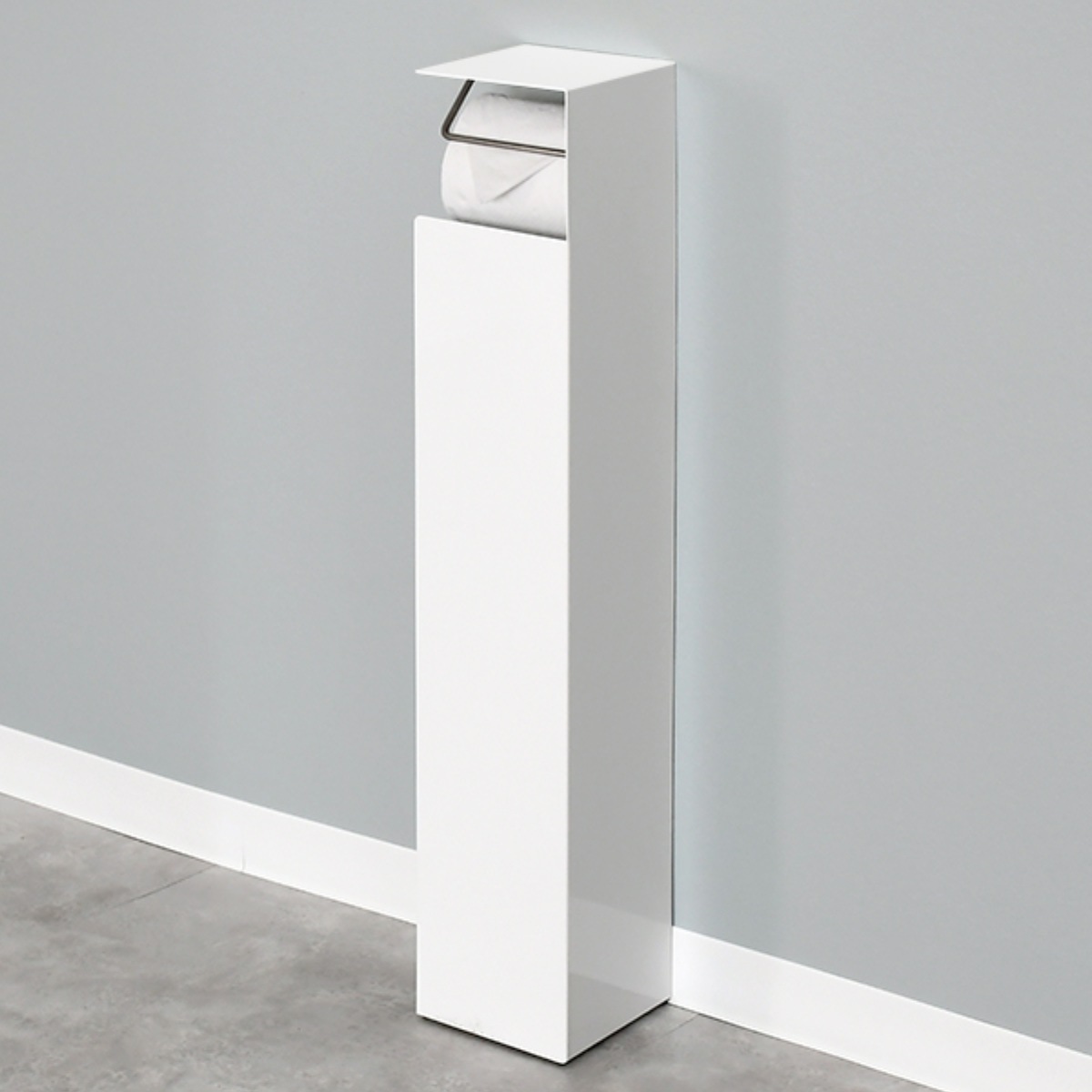 トイレットペーパーホルダー トイレットペーパースタンド トイレ 収納 ペーパーホルダー スタンド 日本製 完成品 ストック トイレットペーパー 棚 ステンレス ホワイト