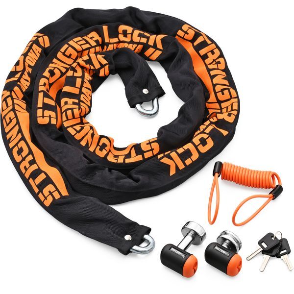 (Daytona) バイク用 チェーンロック + ディスクロック 鍵1本で2つのロック管理 φ8チェーン2.0m ストロンガーロックセット 48480