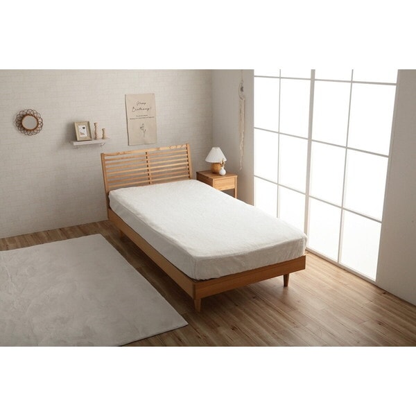 1192630320307 ボックスシーツ ダブル エコ フェイクファー 洋式 ベッド用 マットレスカバー BOX 洗える 無地 La Pierce スノーホワイト メーカー直送