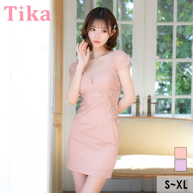 【即日発送】キャバ ドレス ミニ タイト 花柄刺 シアー ワンピース S～XLサイズ 大きいサイズ セクシー キャバドレス キャバ嬢 キャバクラ クラブ ラウンジ ノースリーブ 谷間見せ Vネック