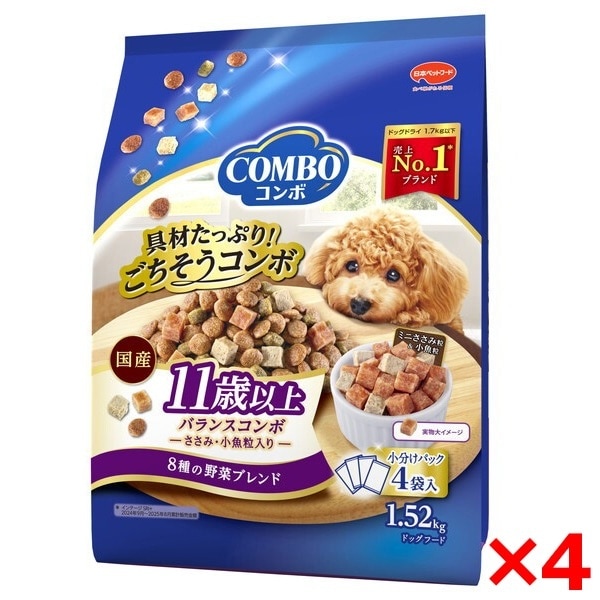 4個セット 日本ペットフード コンボ ドッグ 11歳以上 バランスコンボ 8種の野菜ブレンド 1.52kg(380g×4)
