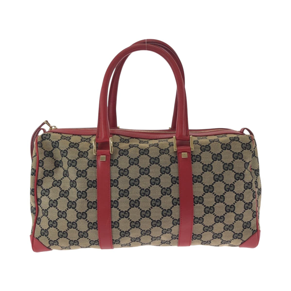 美品 ベージュ レッド ゴールド金具 GGキャンバス 000 0846 ハンドバッグ ミニボストンバッグ レディース 502343