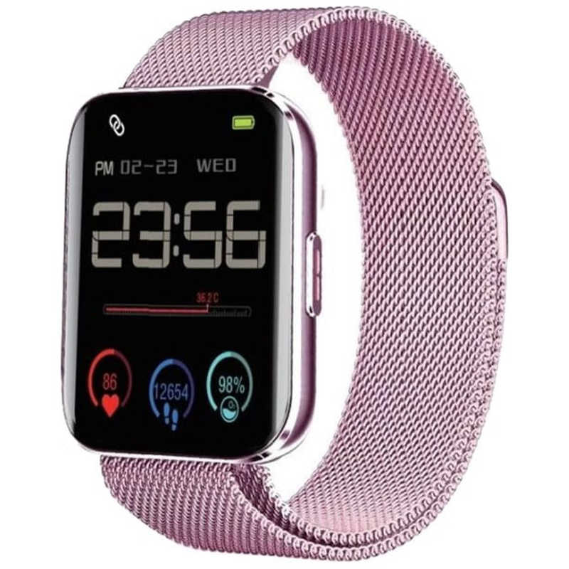 アリアス　スマートウォッチ 検温器付スクエアタイプ マットピンク　WW21062S-MPG