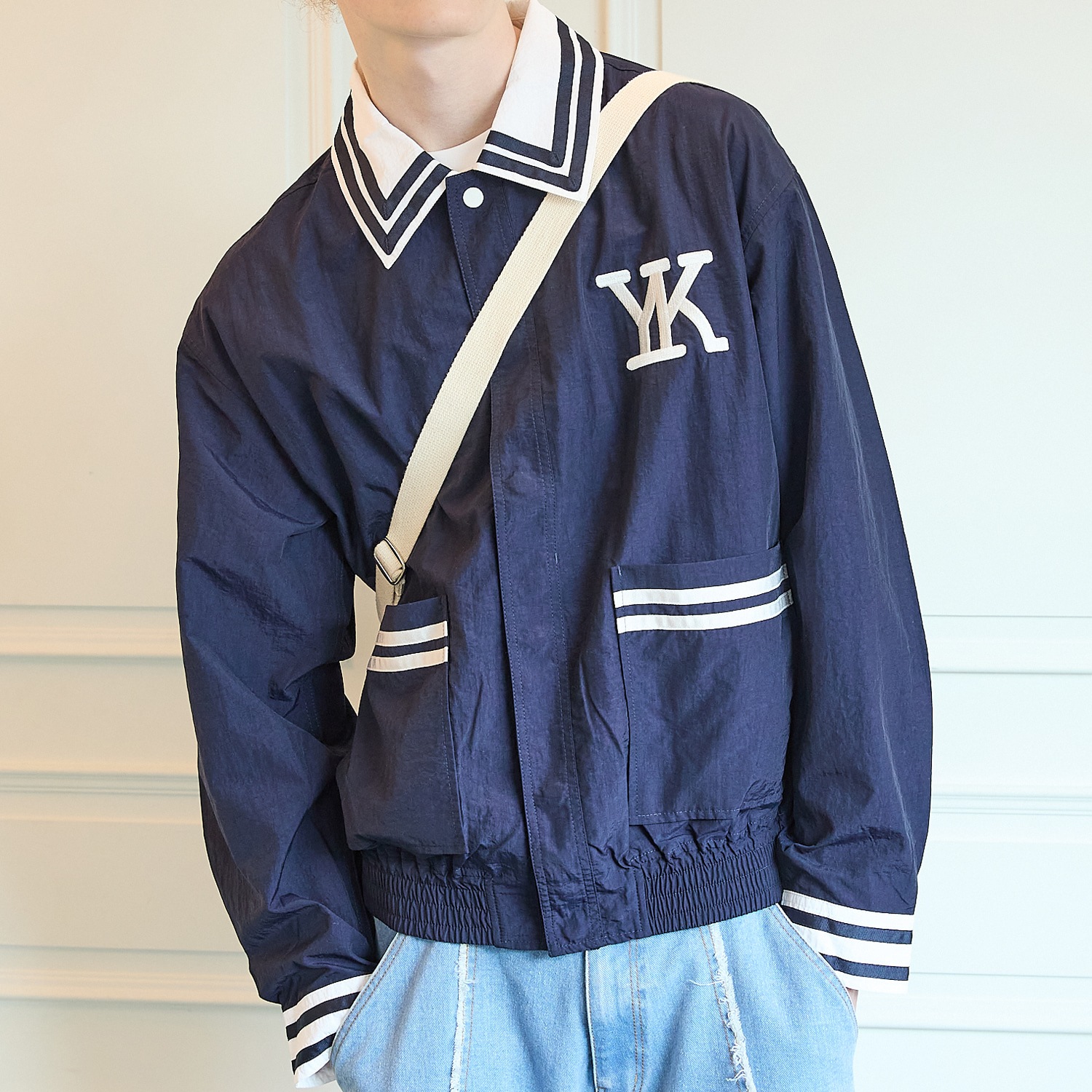 Marine collar shirts jacket NAVY