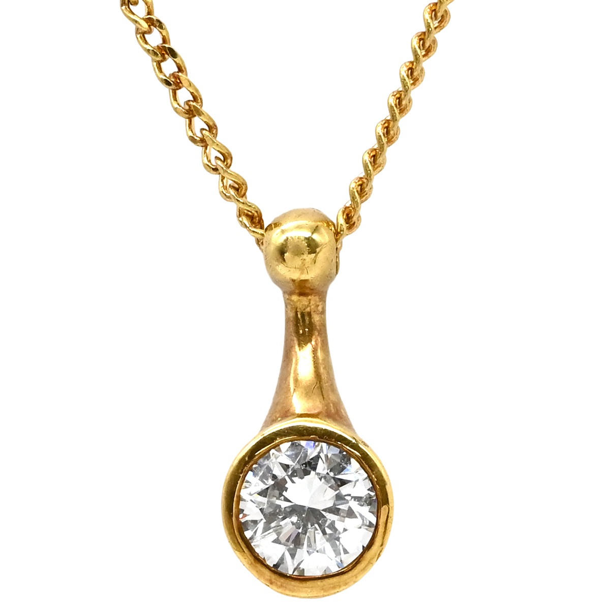 ネックレス ダイヤペンダント K18YG ダイヤモンド イエローゴールド 750 18K 1P 1粒 【中古】