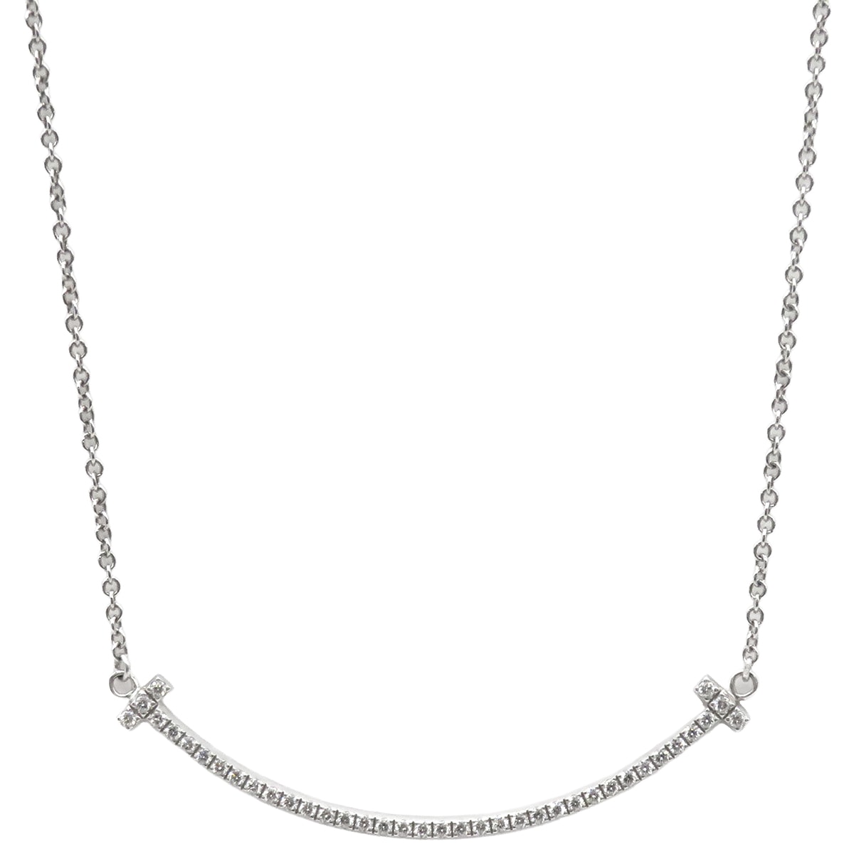 ティファニー Tiffany & Co ネックレス Tスマイル ペンダント スモール ダイヤ K18WG ダイヤモンド ホワイトゴールド Au750 Tiffany T smile 63058793【