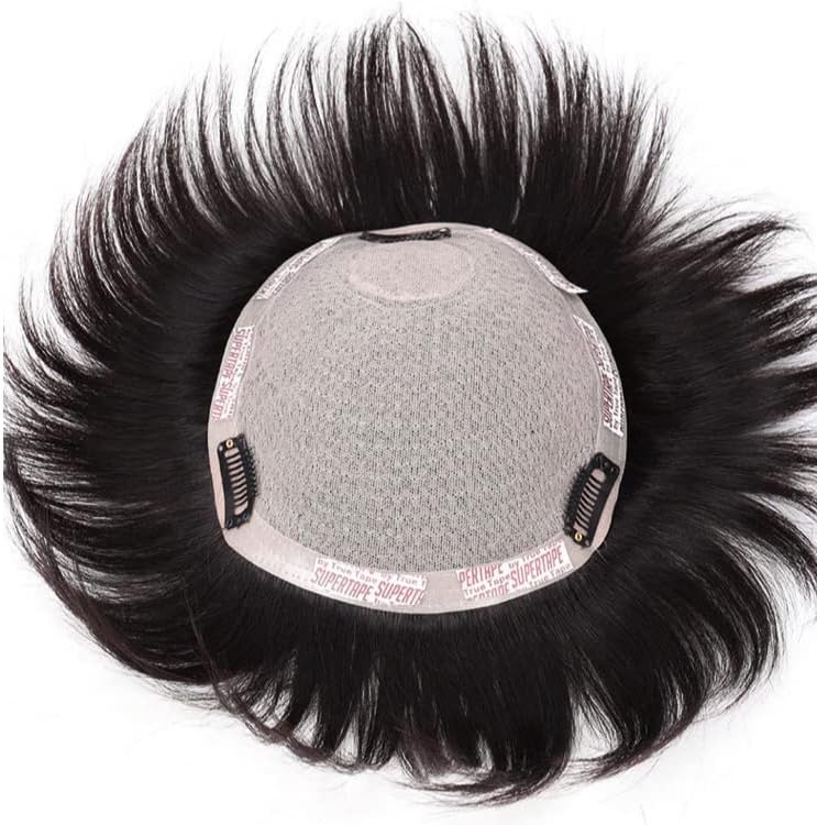 Luce brillare 部分ウィッグ ヘアピース 人毛100% ポイントピース トップピース かつら 男女性 カツラ ウイッグ メンズ レディース つむじ 頭頂部 脱毛 (ナチュラルブラック)