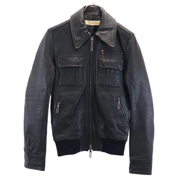 牛革 レザージャケット M ブラック系 本皮 メンズ