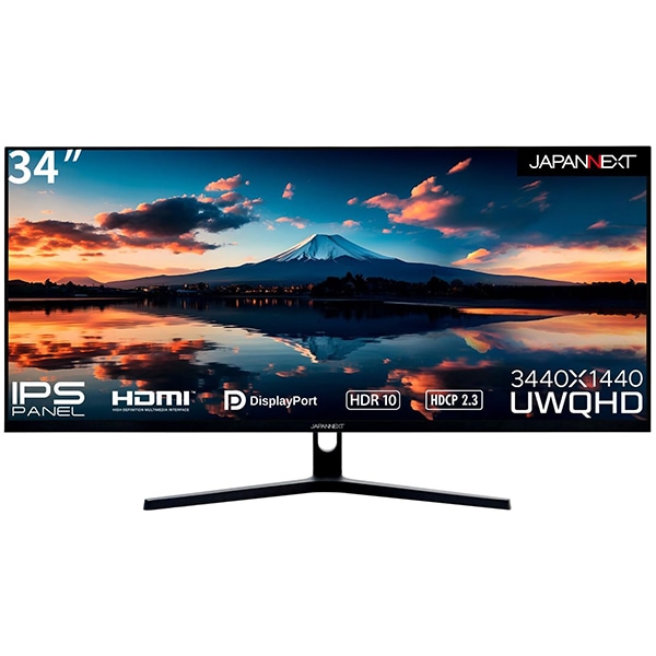 JAPANNEXT 液晶ディスプレイ 34型/3440×1440/HDMI×2DP×2/ブラック/スピーカー:有 メーカー直送