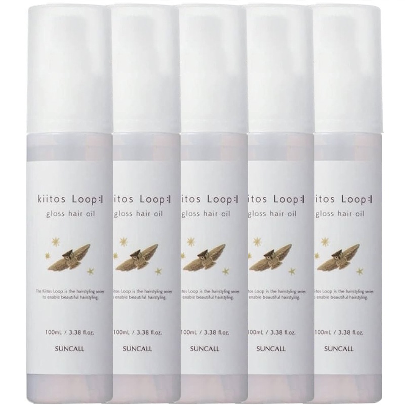 キートス ループ グロス ヘアオイル 100mL ×5個 セット スタイリングオイル キンモクセイの香り アウトバスオイル ウェーブ ストレート サラサラ髪 つや感 ボリュームダウン