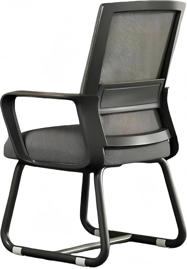 オフィスチェア ミーティングチェア デスクチェア メッシュ背もたれ 通気性 会社 会議 講習 組立簡単 高反発座面 事務椅子(ブラック+グレー, 52x49x93cm)