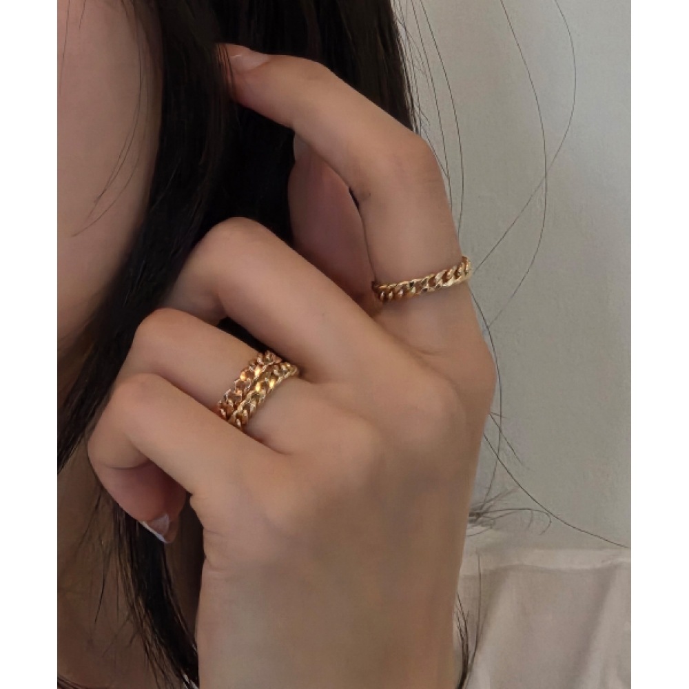 ヘレンジュエリー 14K ホローコットンチェーンゴールドリング