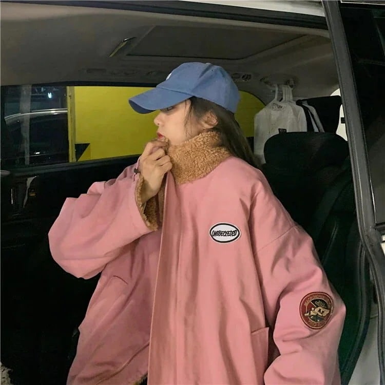 ジャケット アウター オーバーサイズ ゆったり リバーシブル もこもこ カジュアル シンプル 大人可愛い 韓国ファッション2点購入で200円割引