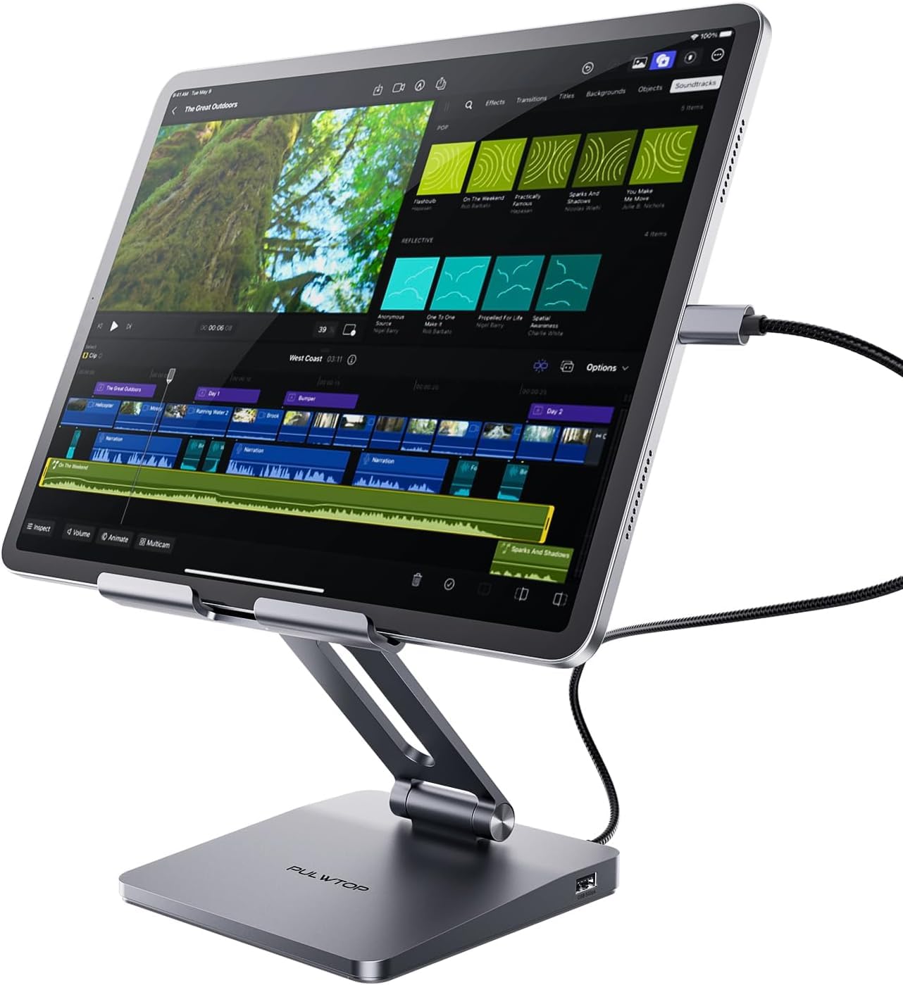 ハブ スタンド USB-C ドッキングステーション 折り畳み式 Type-C タブレットスタンド USB-C 5Gbps + USB-A 5Gbps + SD/TFカードスロット 17817