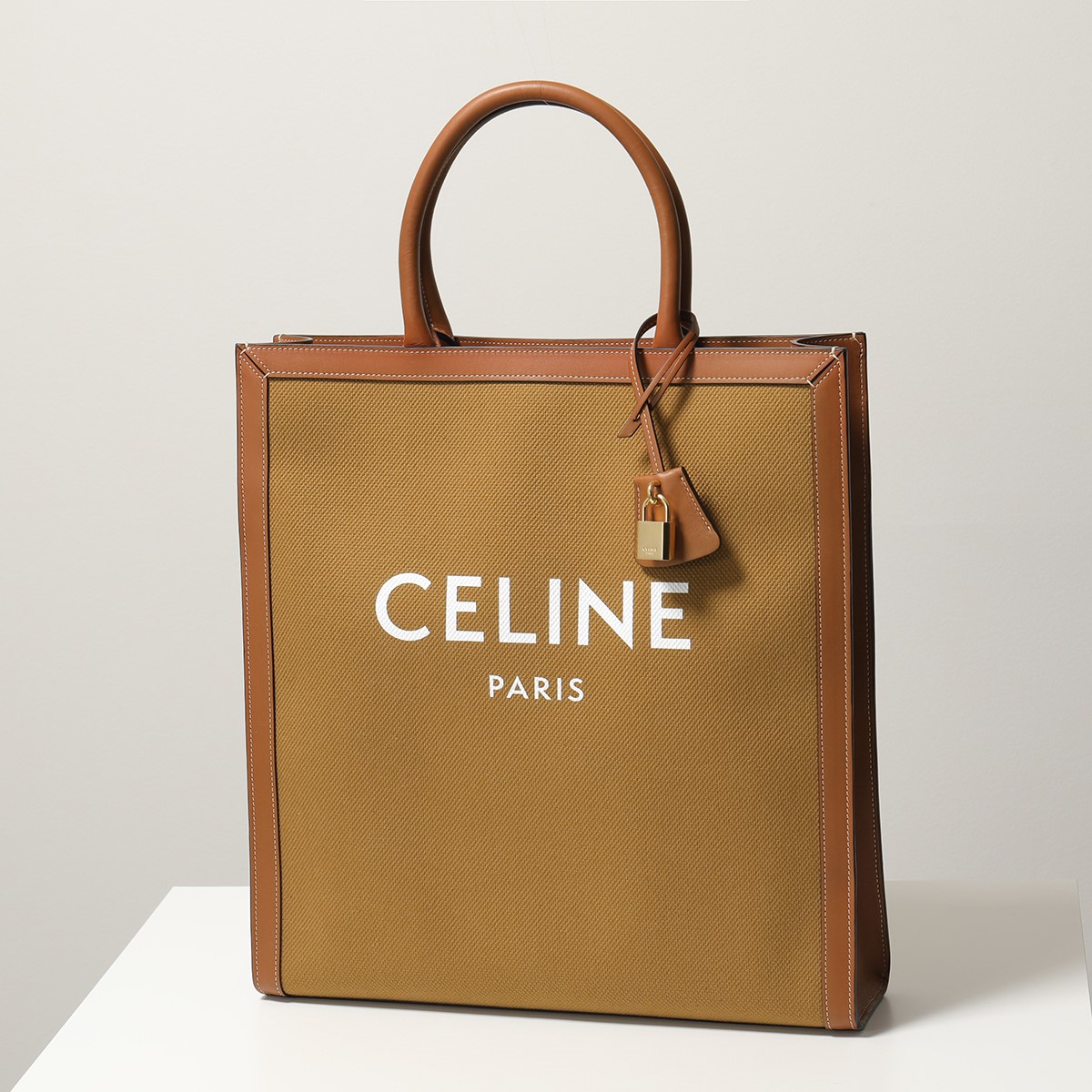 CELINE セリーヌ トートバッグ Vertical バーティカル 190402CJF.28OT レディース ロゴ キャンバス×レザー 鞄 Ochre-Tan