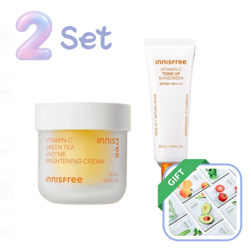 【韓国コスメ】ビタミンCトーニングクリーム50mL＋トーンアップUVクリーム50mLセット毛穴ケア.くすみ対策.透明感.朝用クリーム.ジェル保湿.低刺激.時短ケア.韓国スキンケア.人気セット.保湿ケ