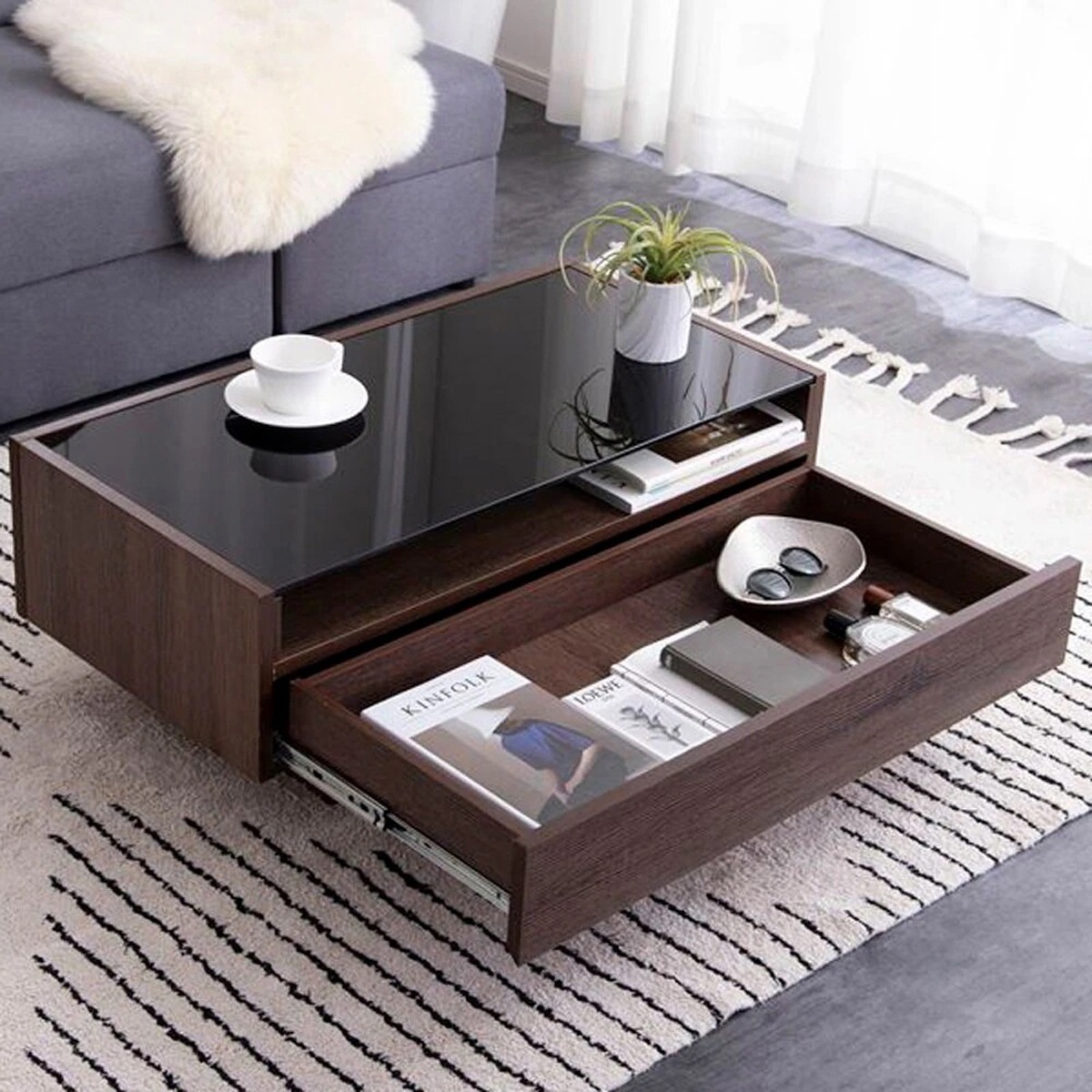 ガラス天板 センターテーブル 幅85cm おしゃれ テーブル 机