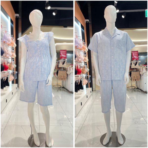 [スターフィールドコヤン] 涼しいポリ混紡フラワー捺染男女カップルパジャマセット(WP8899T MP8899B)