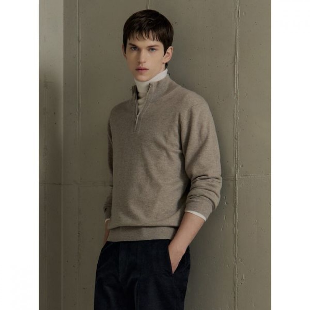[ギャラクシーライフスタイル] カシミアブレンドハーフジップアップセーターベージュ（GC4951S03A）