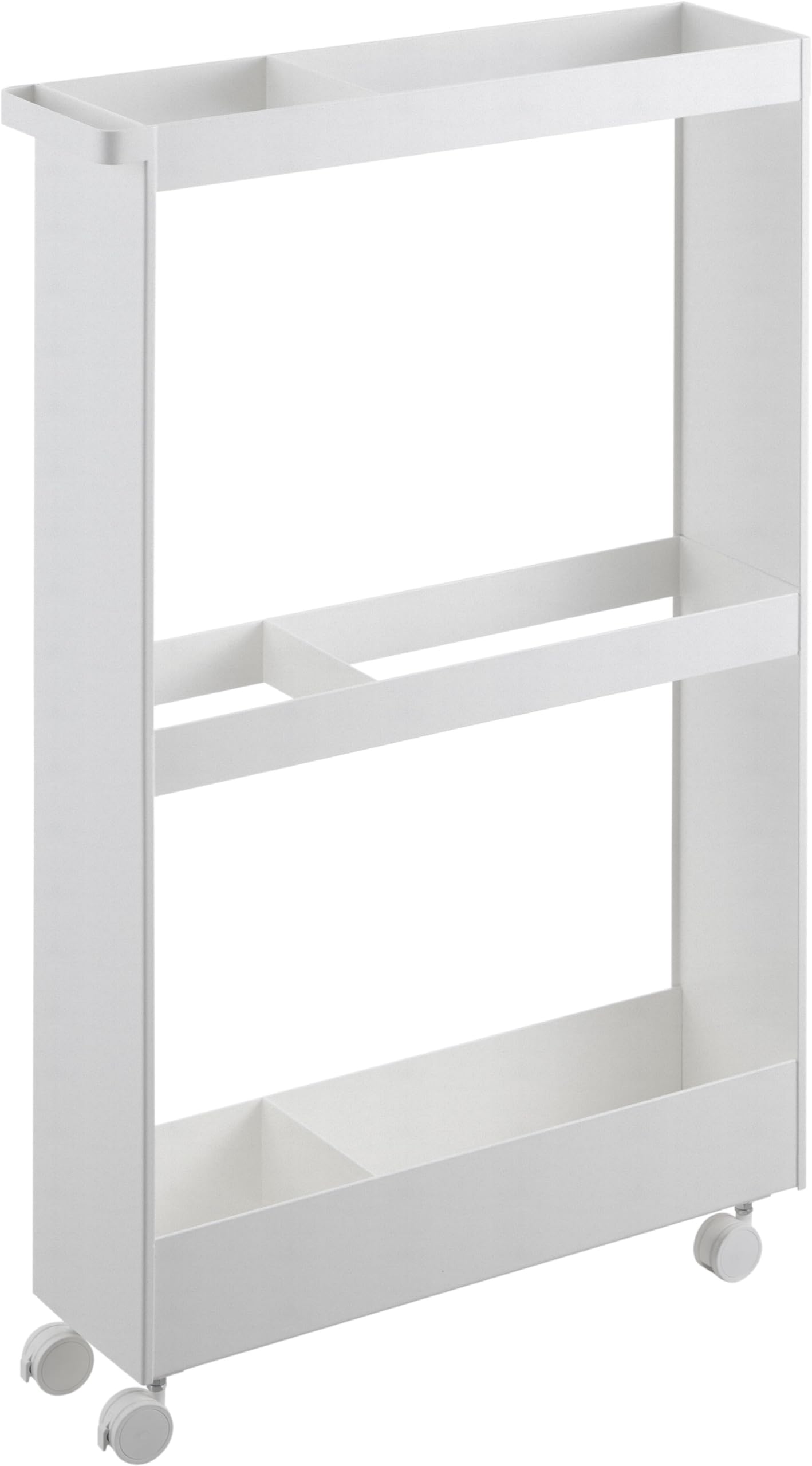 【完成品 キャスターのみ取り付け】 キャスター付き 長物収納 スリムワゴン ホワイト W13×D48×H80.5cm(キャスター含む) タワー tower スリムラック 隙間収納 1713